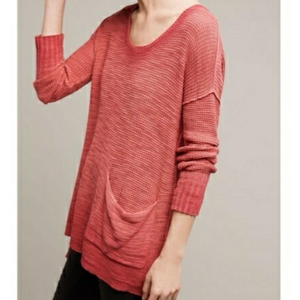 Anthro MOTH Uptown Coral Ombre Sweater Pullover Sm